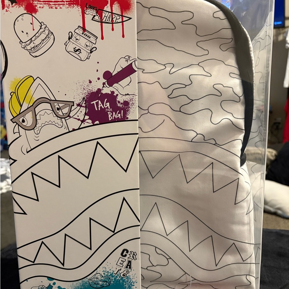 Sprayground Kids Shark Backpack - Black and White